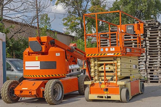 pallets being transported by forklift in warehouse in Export